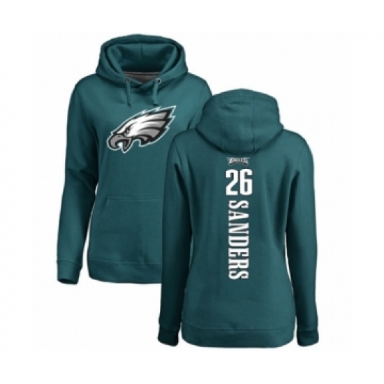 Women's Philadelphia Eagles #26 Miles Sanders Green Backer Pullover Hoodie - Jersey