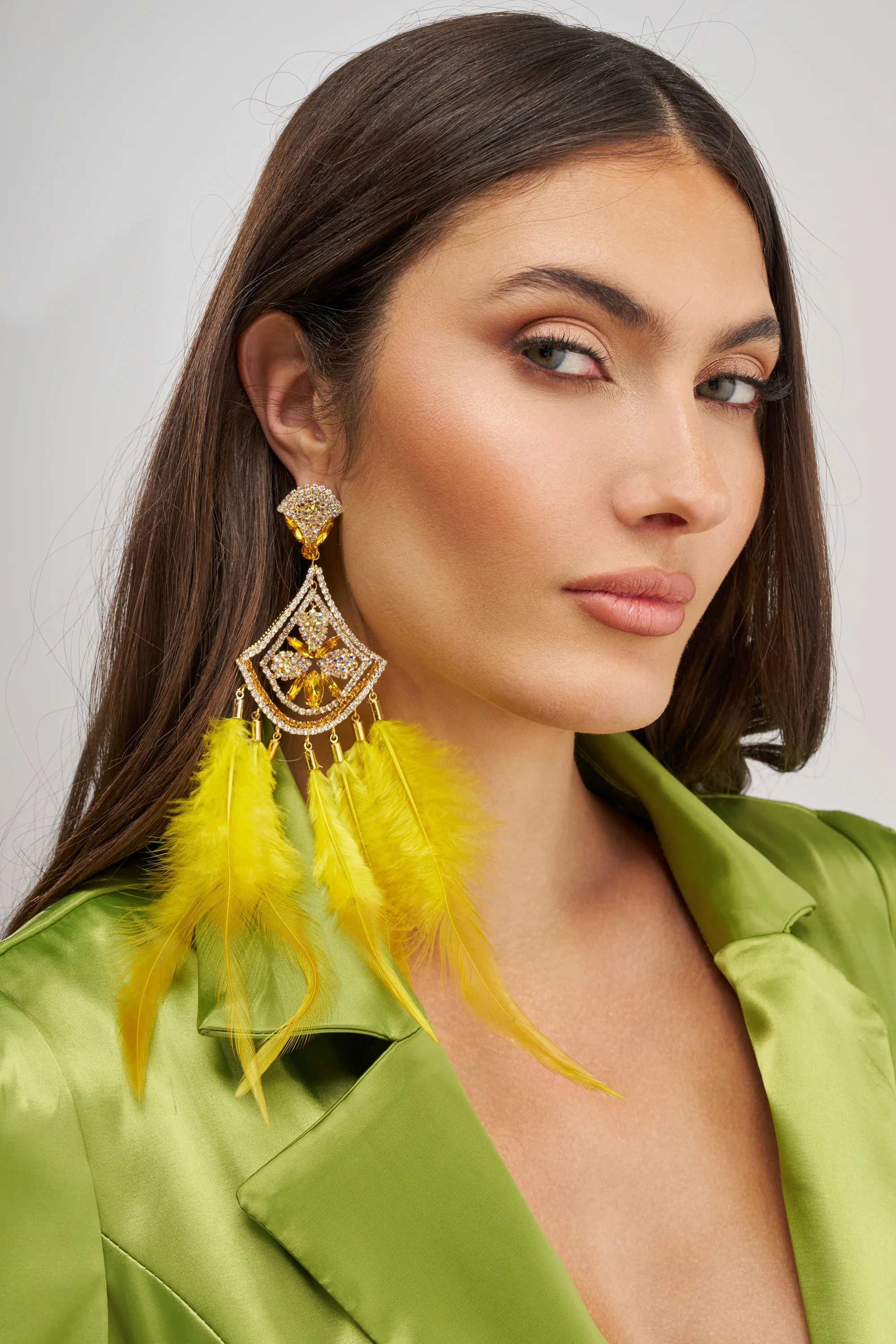 AT CARNIVALE STATEMENT FEATHER EARRING - Akira Wear