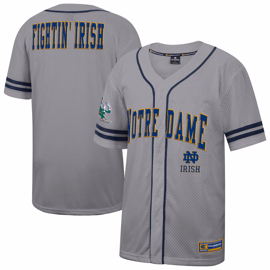 Men's Colosseum Gray Notre Dame Fighting Irish Free Spirited Baseball Jersey - Jersey
