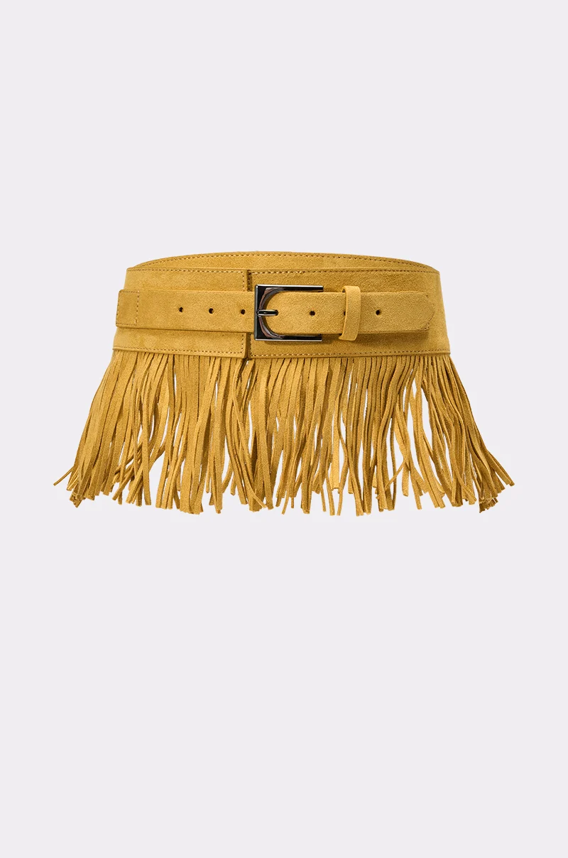 GRIT SUEDE FRINGE BELT - Akira Wear