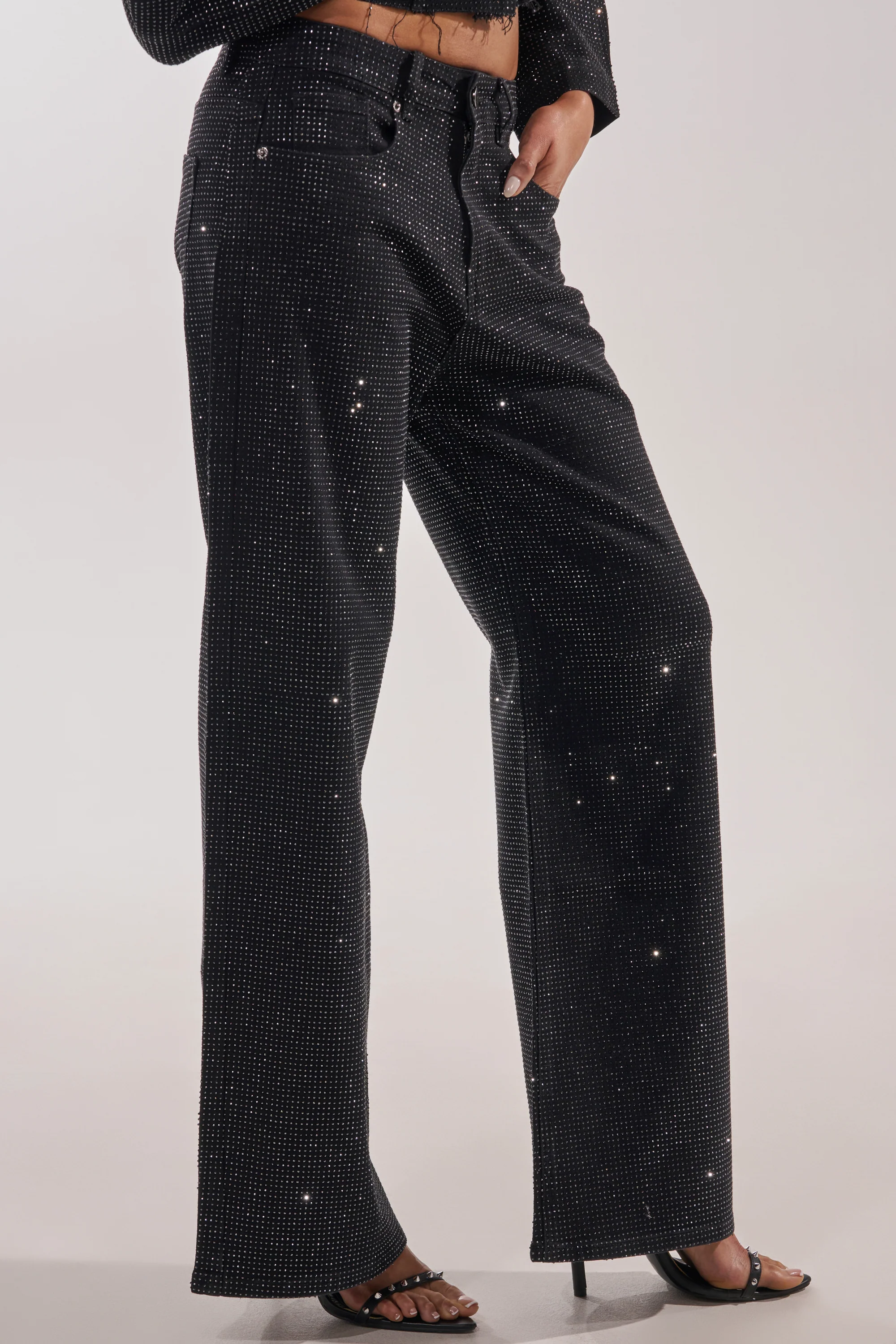 DEMI EMBELLISHED RELAXED DENIM IN BLACK - Akira Wear