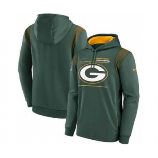 Men's Green Bay Packers 2021 Green Sideline Logo Performance Pullover Hoodie - Jersey