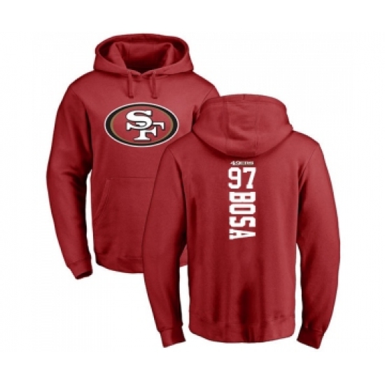 Football San Francisco 49ers #97 Nick Bosa Red Backer Pullover Hoodie - Jersey
