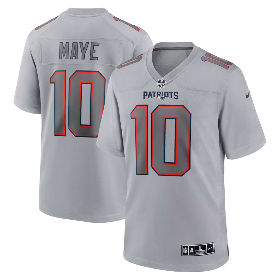 Men's New England Patriots Drake Maye Nike Gray Atmosphere Fashion Game Jersey - Jersey