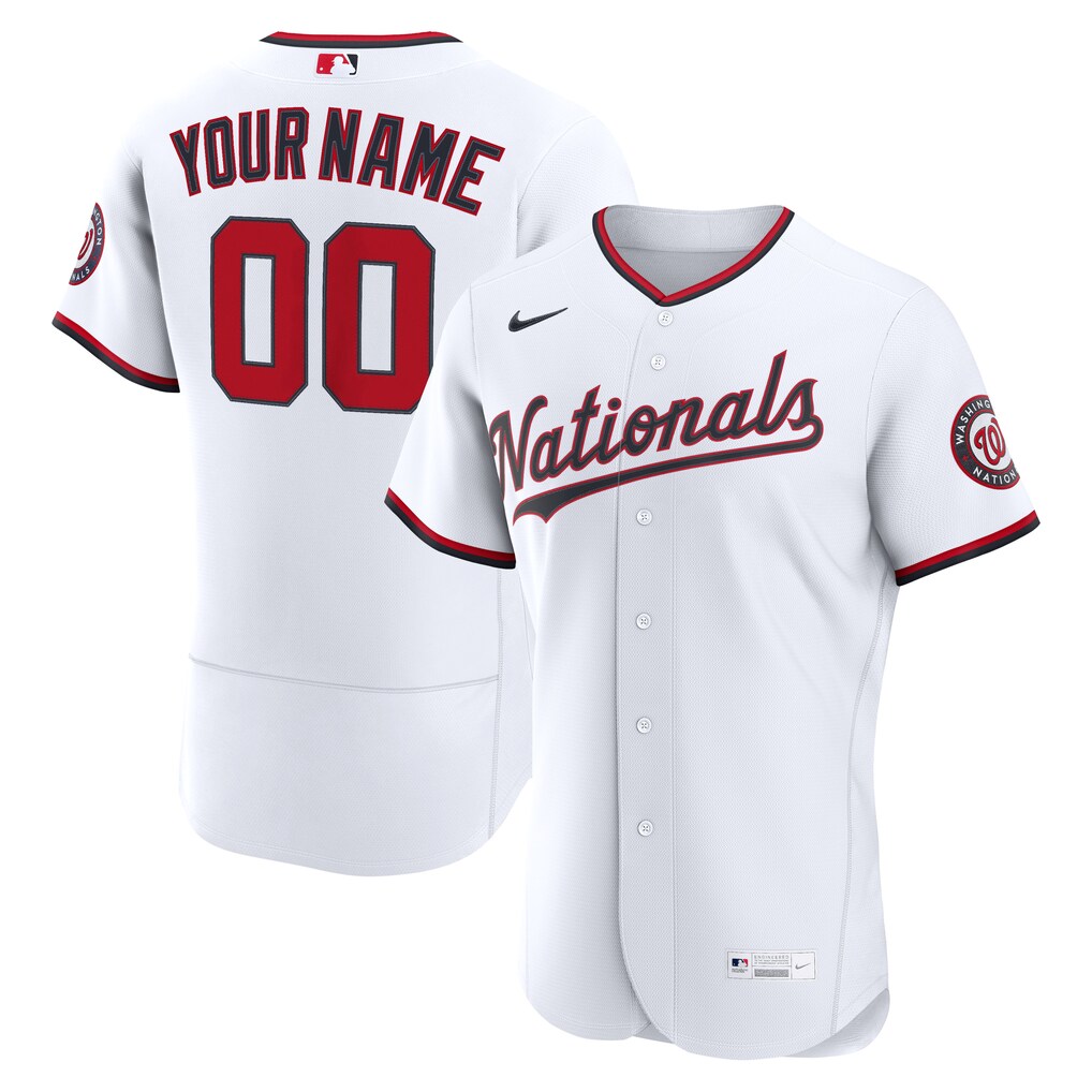 Men's Washington Nationals Nike White Home Authentic Custom Jersey - Jersey