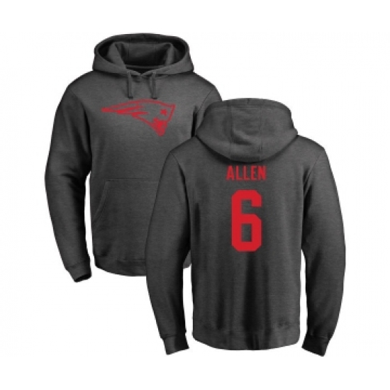 Football New England Patriots #6 Ryan Allen Ash One Color Pullover Hoodie - Jersey
