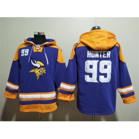 Men's Minnesota Vikings #99 Danielle Hunter Purple Yellow Ageless Must-Have Lace-Up Pullover Hoodie - Jersey