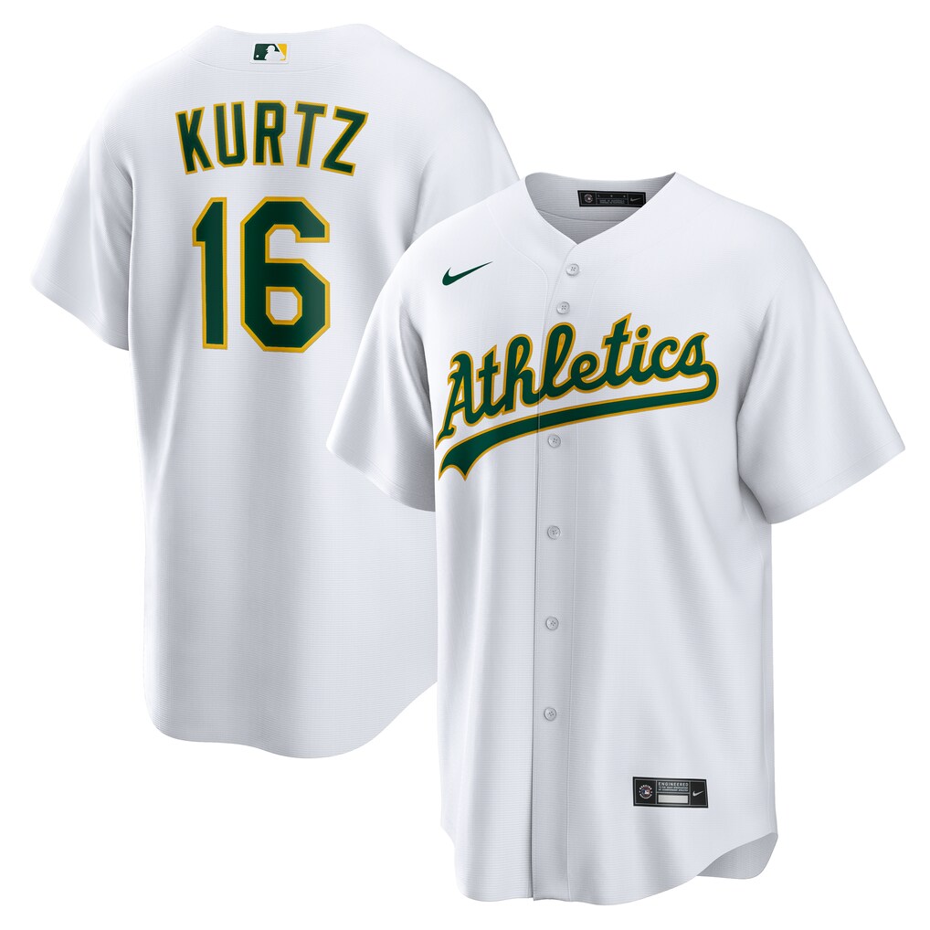 Men's Athletics Nick Kurtz Nike White Home Replica Jersey - Jersey