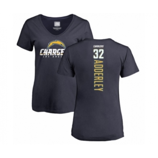 Football Women's Los Angeles Chargers #32 Nasir Adderley Navy Blue Backer T-Shirt - Jersey