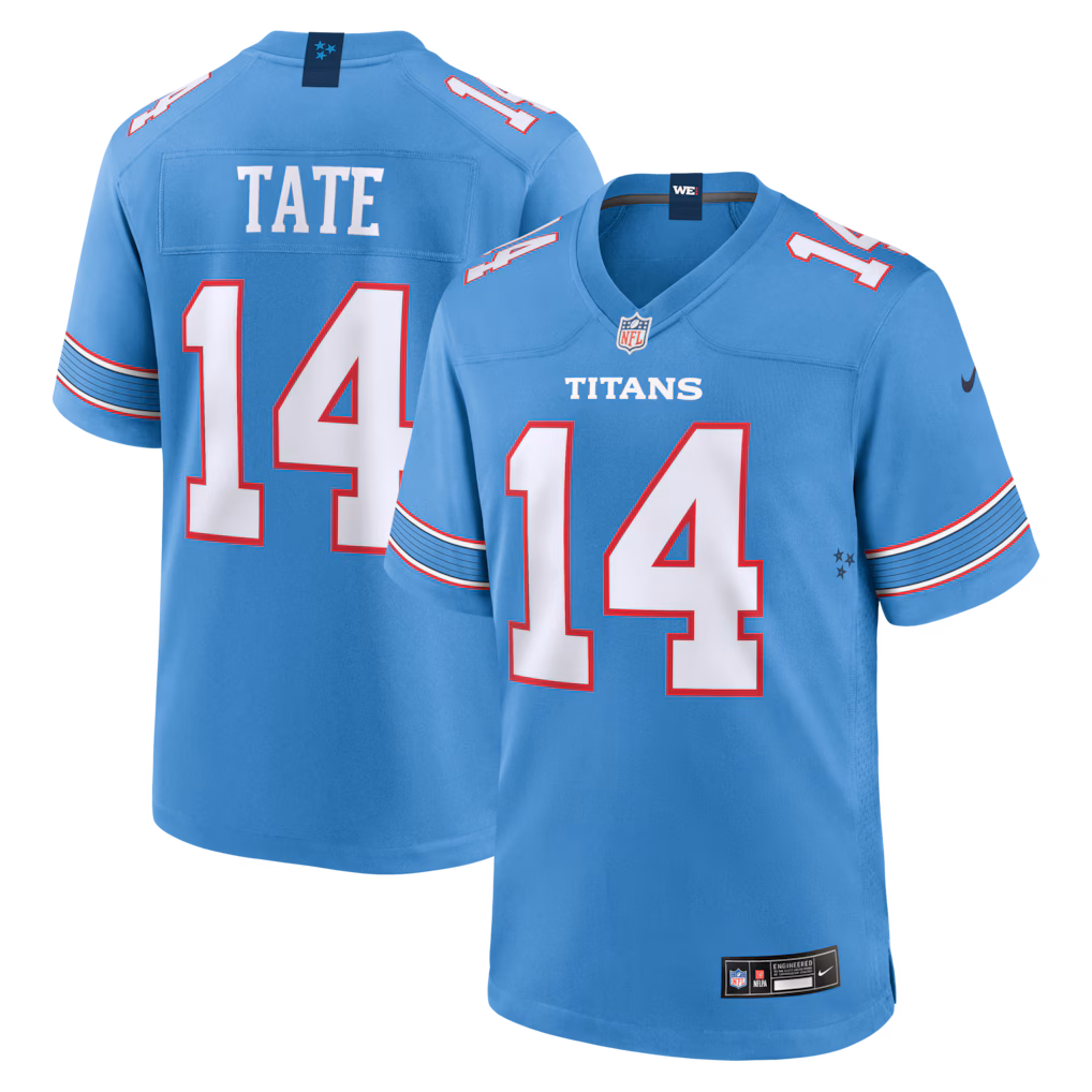 Men's Tennessee Titans Carnell Tate Nike Light Blue 2026 NFL Draft First Round Pick No. 4 Team Game Jersey - Jersey