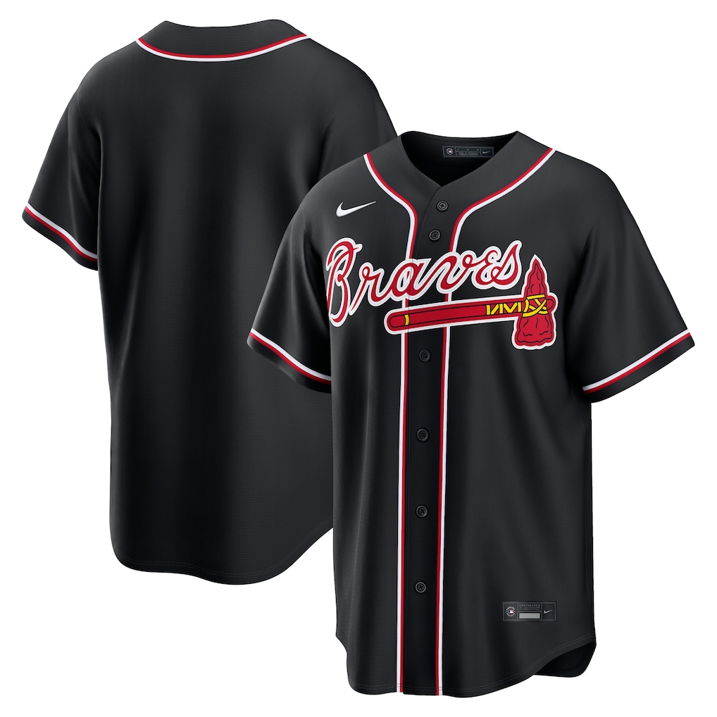 Men's Atlanta Braves Nike Fashion Replica Black Out Jersey - Jersey