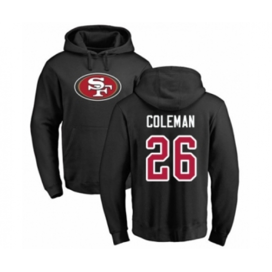 Football San Francisco 49ers #26 Tevin Coleman Black Name & Number Logo Pullover Hoodie - Jersey
