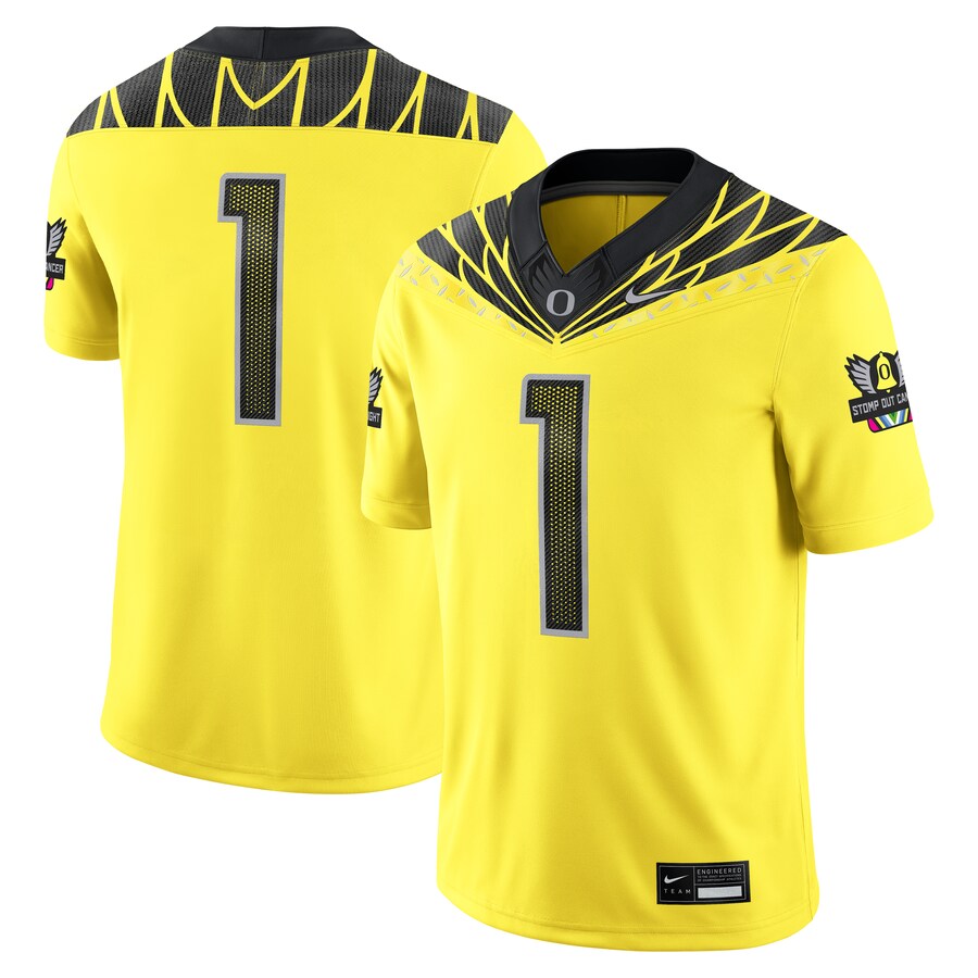 Men's Nike #1 Yellow Oregon Ducks Alternate Game Jersey - Jersey