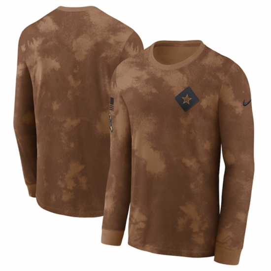 Men's Dallas Cowboys 2023 Brown Salute To Service Long Sleeve T Shirt - Jersey
