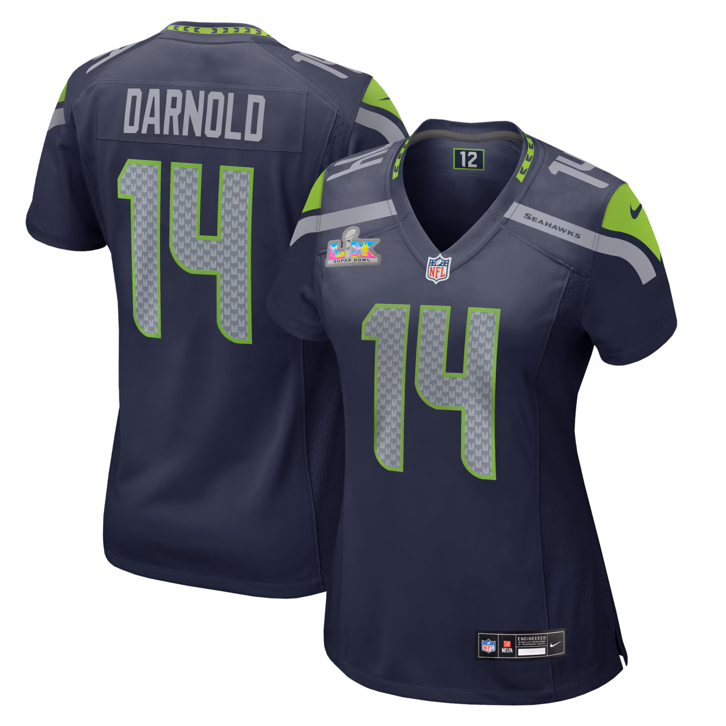 Women's Seattle Seahawks Sam Darnold Nike College Navy Super Bowl LX Patch Game Jersey - Jersey