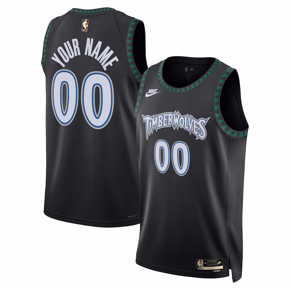 Unisex Minnesota Timberwolves Nike Black Swingman Custom Jersey - Classic Edition - Jersey