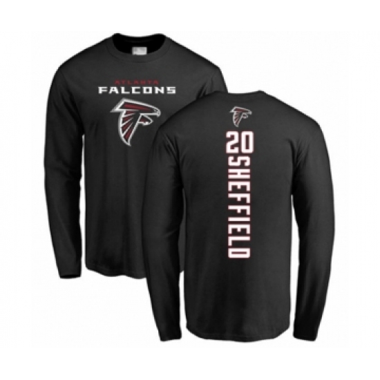 Football Atlanta Falcons #20 Kendall Sheffield Black Backer Long Sleeve T-Shirt - Jersey