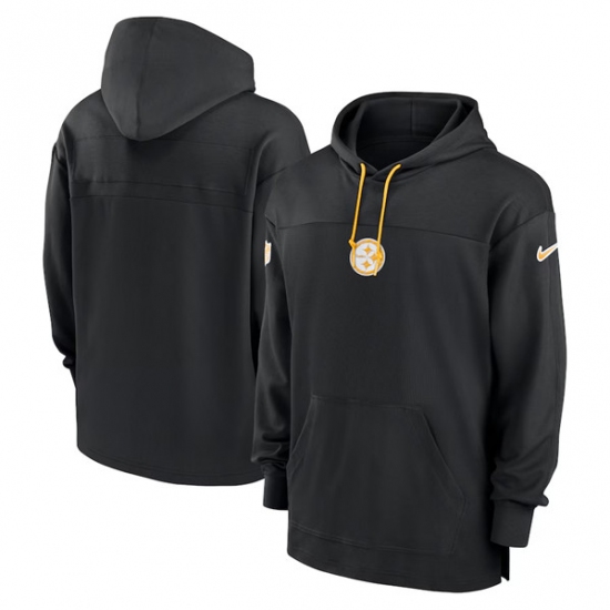Men's Pittsburgh Steelers Black Performance Pullover Hoodie - Jersey