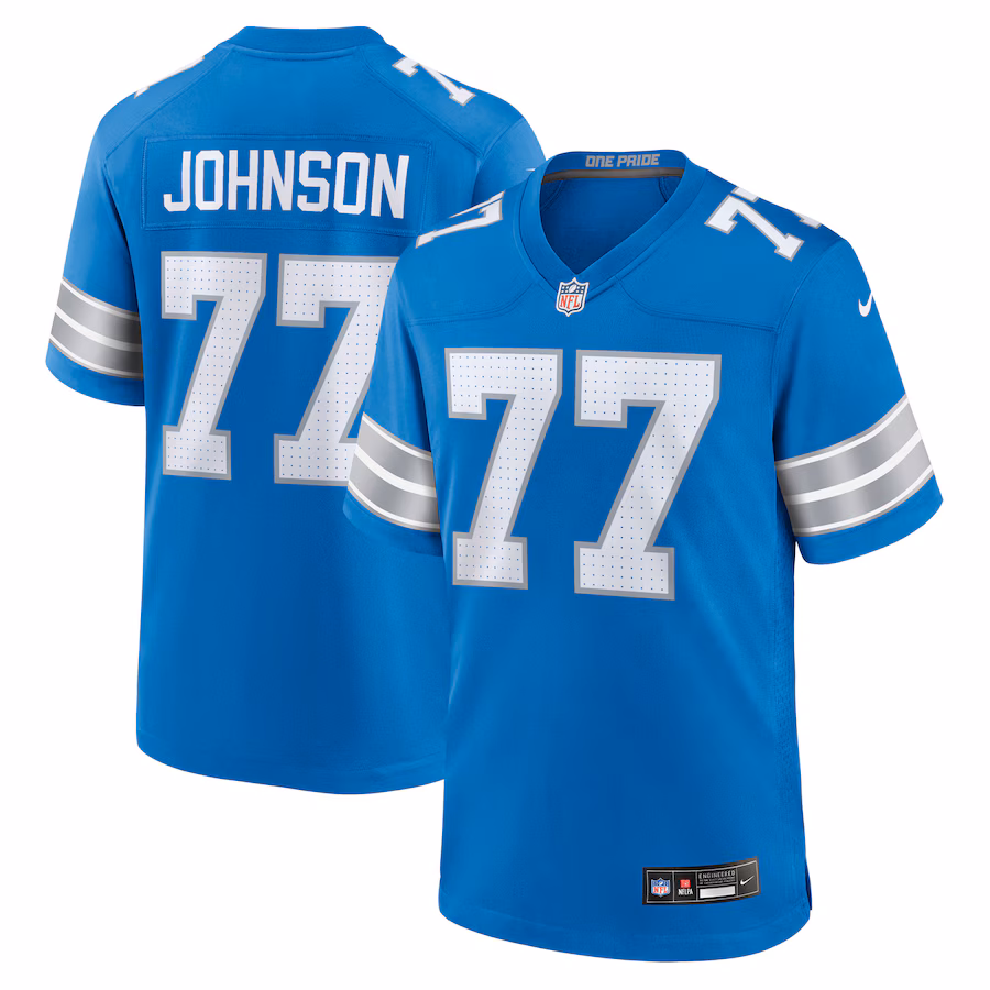 Men's Detroit Lions Zack Johnson Nike Blue Team Game Jersey - Jersey