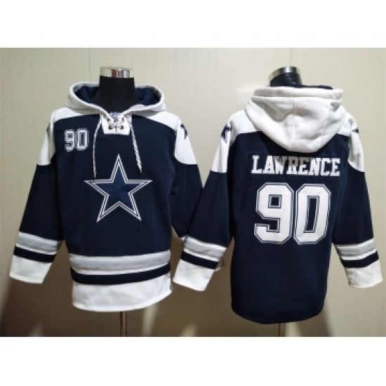 Men's Dallas Cowboys #90 Demarcus Lawrence Navy Blue Ageless Must Have Lace Up Pullover Hoodie - Jersey