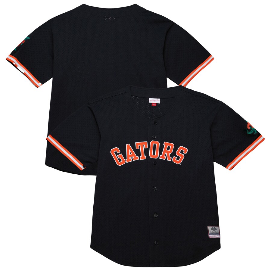 Men's Mitchell & Ness Black Florida Gators On The Clock Full-Button Fashion Jersey - Jersey