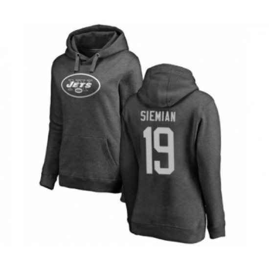 Football Women's New York Jets #19 Trevor Siemian Ash One Color Pullover Hoodie - Jersey