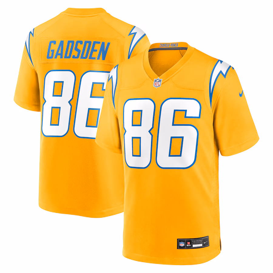 Men's Los Angeles Chargers Oronde Gadsden Nike Gold Alternate Charger Power Game Jersey - Jersey