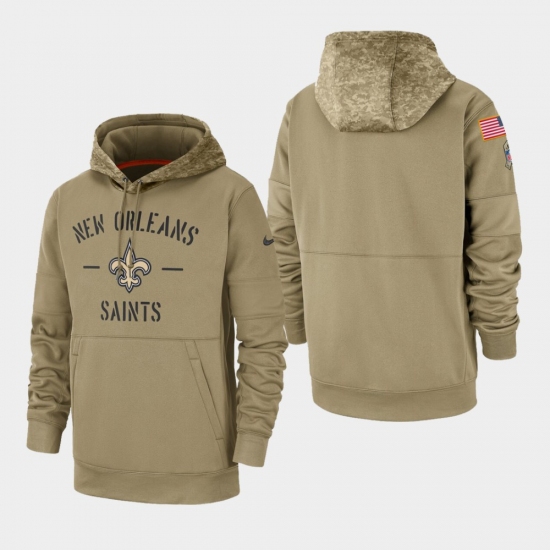 Men's New Orleans Saints Tan 2019 Salute to Service Sideline Therma Pullover Hoodie - Jersey