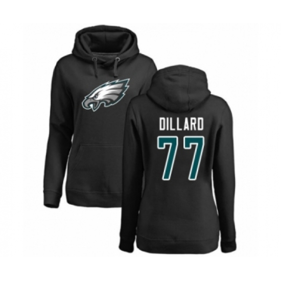 Women's Philadelphia Eagles #77 Andre Dillard Black Name & Number Logo Pullover Hoodie - Jersey