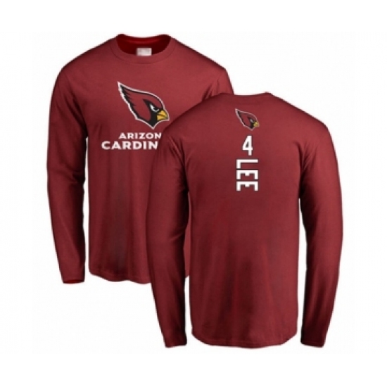 Football Arizona Cardinals #4 Andy Lee Maroon Backer Long Sleeve T-Shirt - Jersey