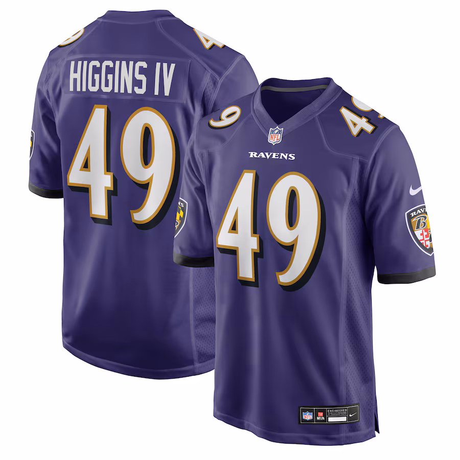 Men's Baltimore Ravens Jay Higgins IV Nike Purple Team Game Jersey - Jersey