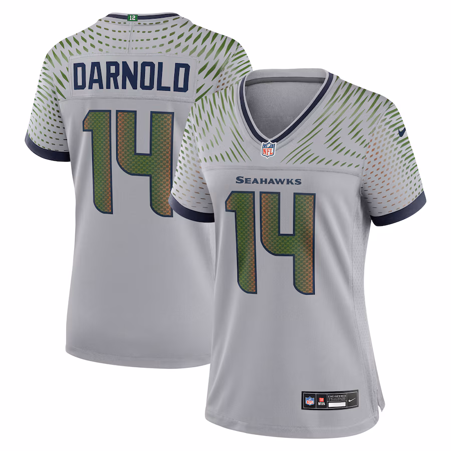 Women's Seattle Seahawks Sam Darnold Nike Wolf Gray 2025 Rivalries Collection Game Jersey - Jersey