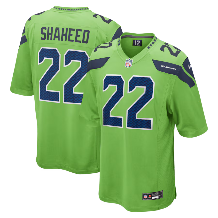 Men's Seattle Seahawks Rashid Shaheed Nike Neon Green Alternate 2 Game Jersey - Jersey