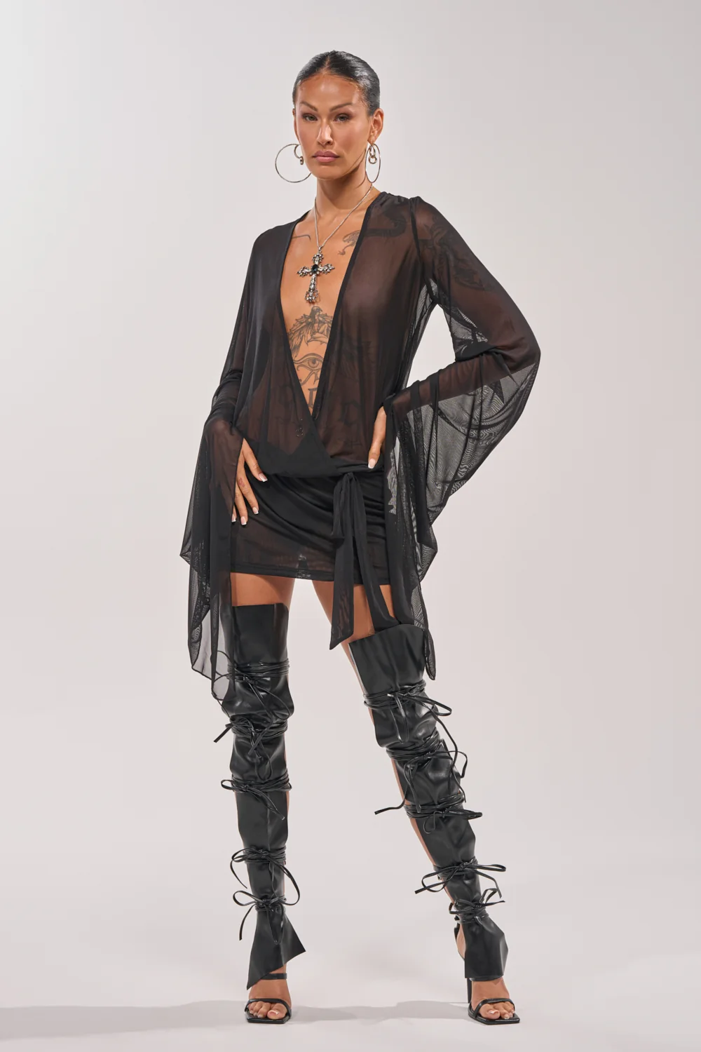 SHEER AFFECTION MESH MINI DRESS - Akira Wear