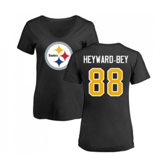 Football Women's Pittsburgh Steelers #88 Darrius Heyward-Bey Black Name & Number Logo Slim Fit T-Shirt - Jersey