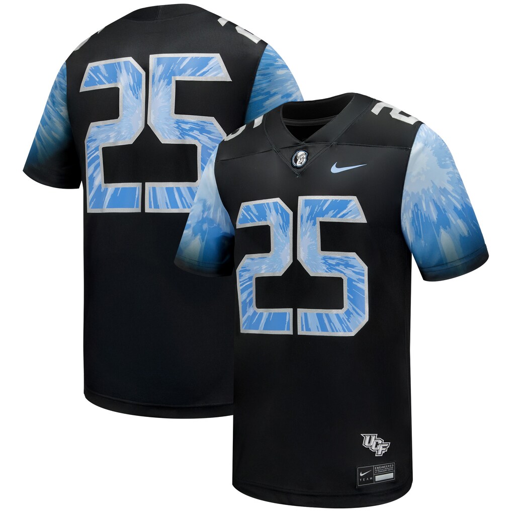 Men's Nike #25 Black UCF Knights 2025 Space Game Football Game Jersey - Jersey