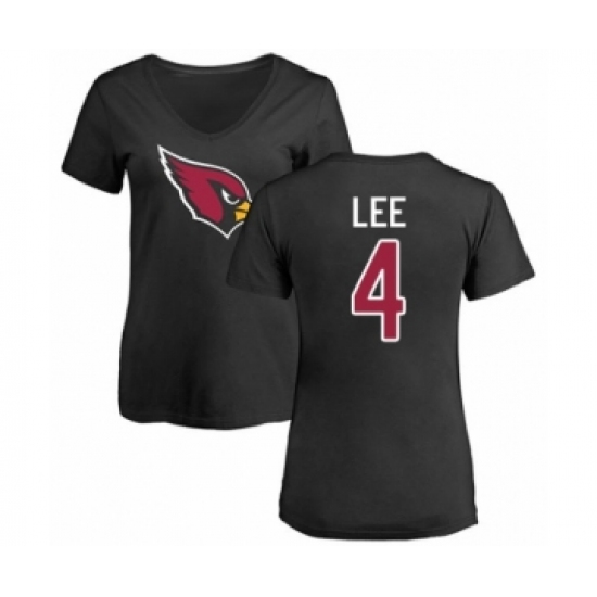 Football Women's Arizona Cardinals #4 Andy Lee Black Name & Number Logo T-Shirt - Jersey