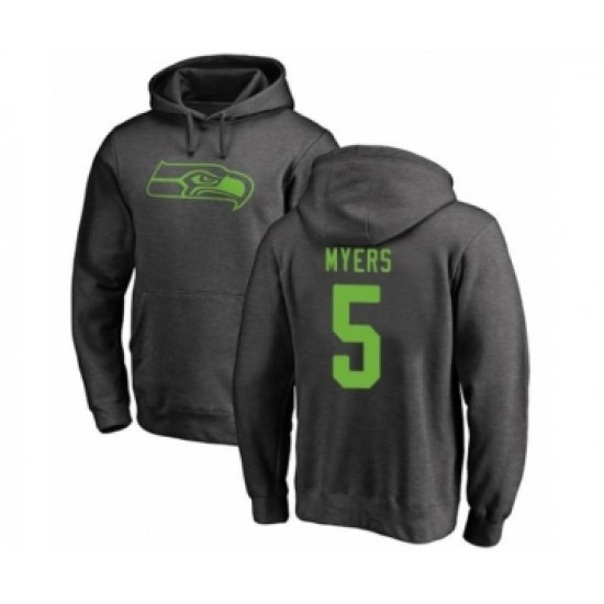 Football Seattle Seahawks #5 Jason Myers Ash One Color Pullover Hoodie - Jersey