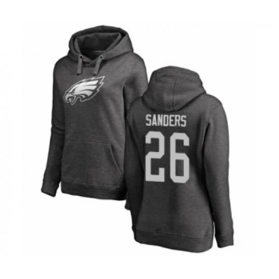 Women's Philadelphia Eagles #26 Miles Sanders Ash One Color Pullover Hoodie - Jersey