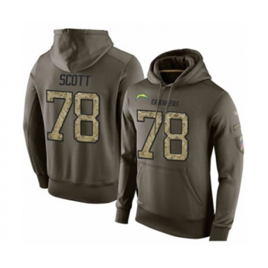 Football Los Angeles Chargers #78 Trent Scott Green Salute To Service Men's Pullover Hoodie - Jersey