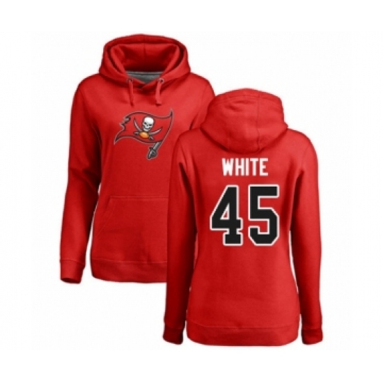 Football Women's Tampa Bay Buccaneers #45 Devin White Red Name & Number Logo Pullover Hoodie - Jersey
