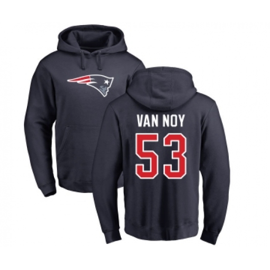 Football New England Patriots #53 Kyle Van Noy Navy Blue Name & Number Logo Pullover Hoodie - Jersey