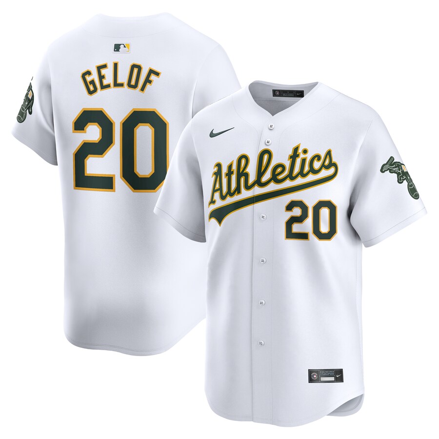 Men's Athletics Zack Gelof Nike White Home Limited Player Jersey - Jersey