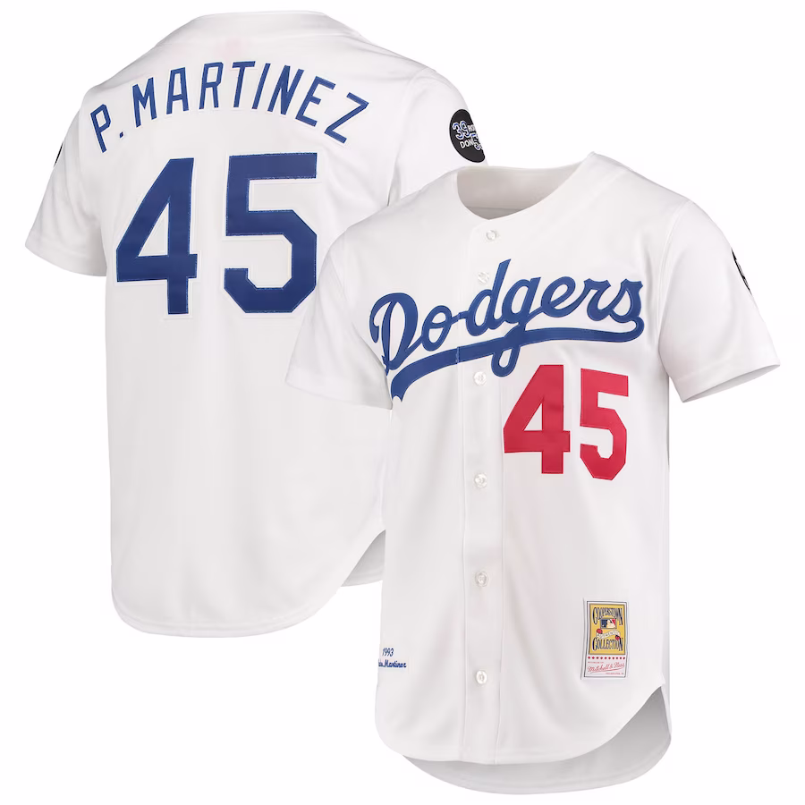 Men's Los Angeles Dodgers Pedro Martinez Mitchell & Ness White 1993 Cooperstown Collection Home Authentic Jersey - Jersey