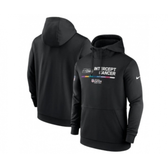 Men's Seattle Seahawks 2022 Black Crucial Catch Therma Performance Pullover Hoodie - Jersey