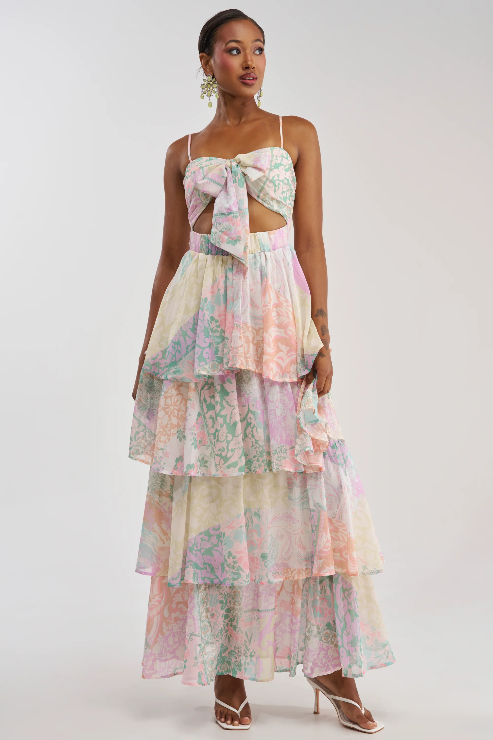 DAY DREAMER MULTICOLORED CHIFFON MAXI DRESS - Akira Wear