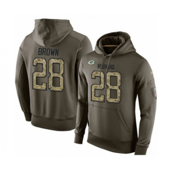 Football Men's Green Bay Packers #28 Tony Brown Green Salute To Service Pullover Hoodie - Jersey