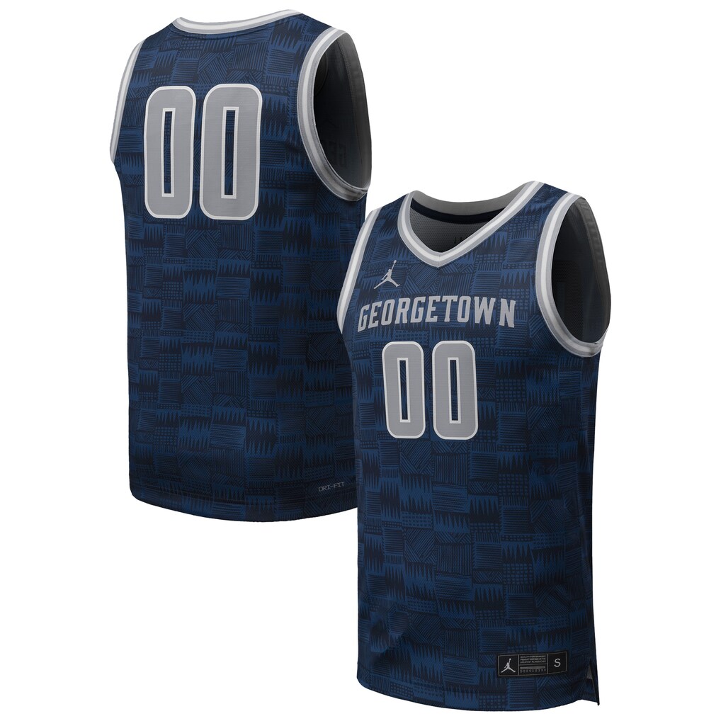 Men's Jordan Brand #00 Navy Georgetown Hoyas Replica Basketball Jersey - Jersey