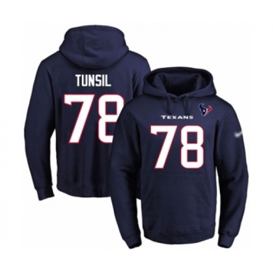 Football Men's Houston Texans #78 Laremy Tunsil Navy Blue Name & Number Pullover Hoodie - Jersey
