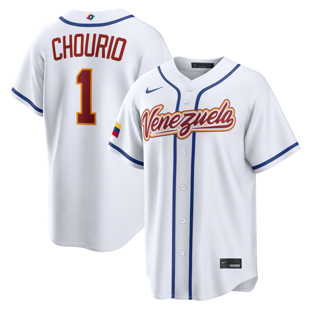Men's Venezuela Baseball Jackson Chourio Nike White 2026 World Baseball Classic Home Stadium Jersey - Jersey